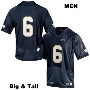 Notre Dame Fighting Irish Men's Tony Jones Jr. #6 Navy Under Armour No Name Authentic Stitched Big & Tall College NCAA Football Jersey QPJ2399TE